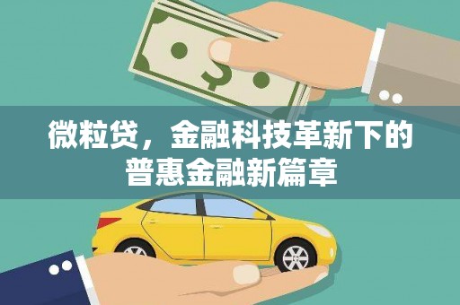 阿图什微粒贷，金融科技革新下的普惠金融新篇章
