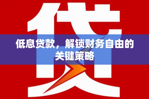 阿图什低息贷款，解锁财务自由的关键策略