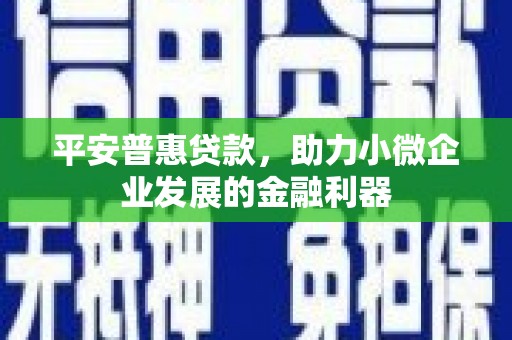 阿图什平安普惠贷款，助力小微企业发展的金融利器