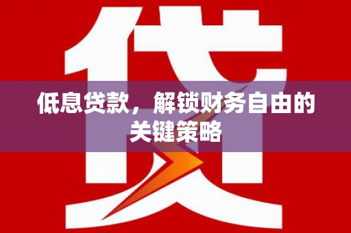 阿图什低息贷款，解锁财务自由的关键策略